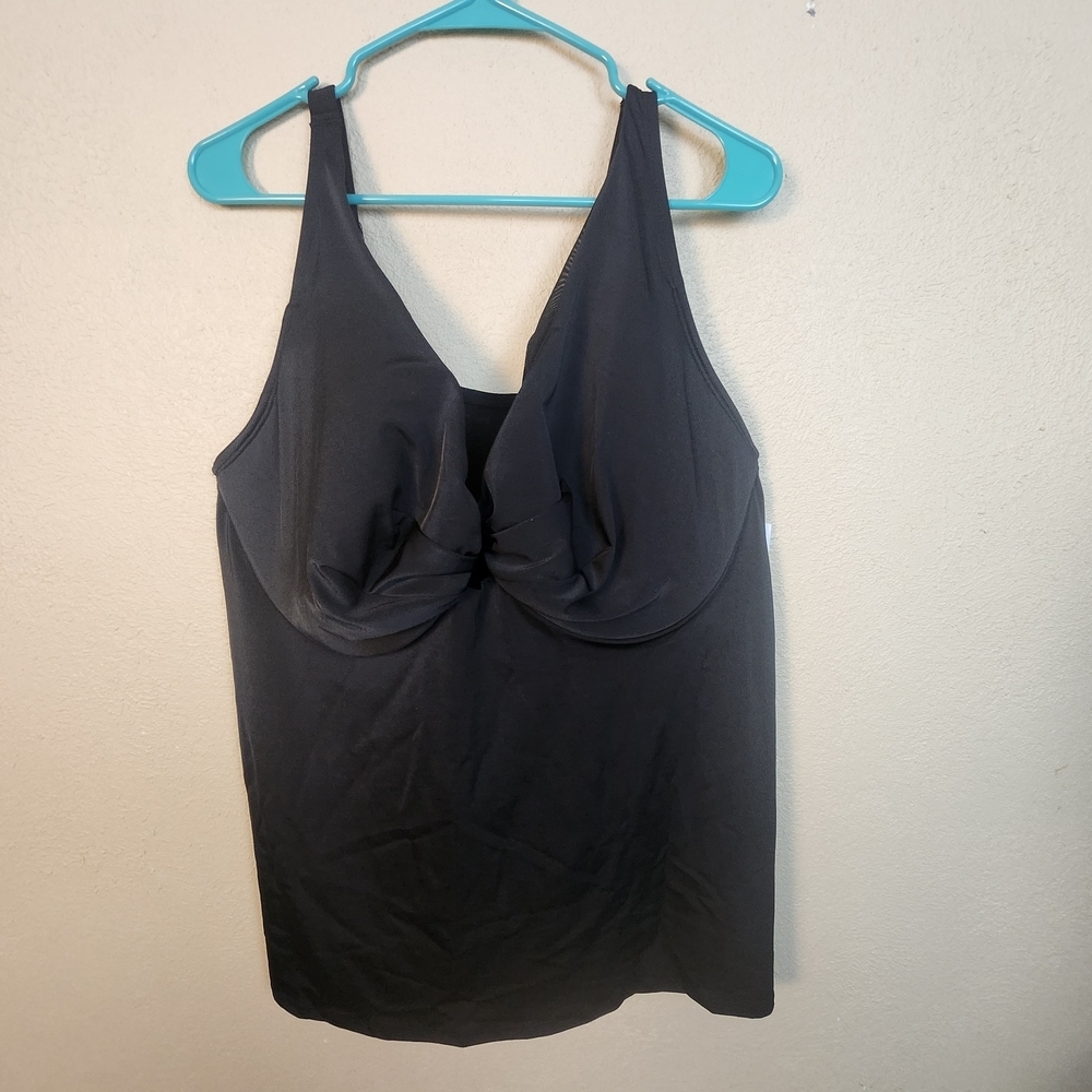 Swim By Cacique Black Cutout Tankini Top 46DDD NWT (5766)